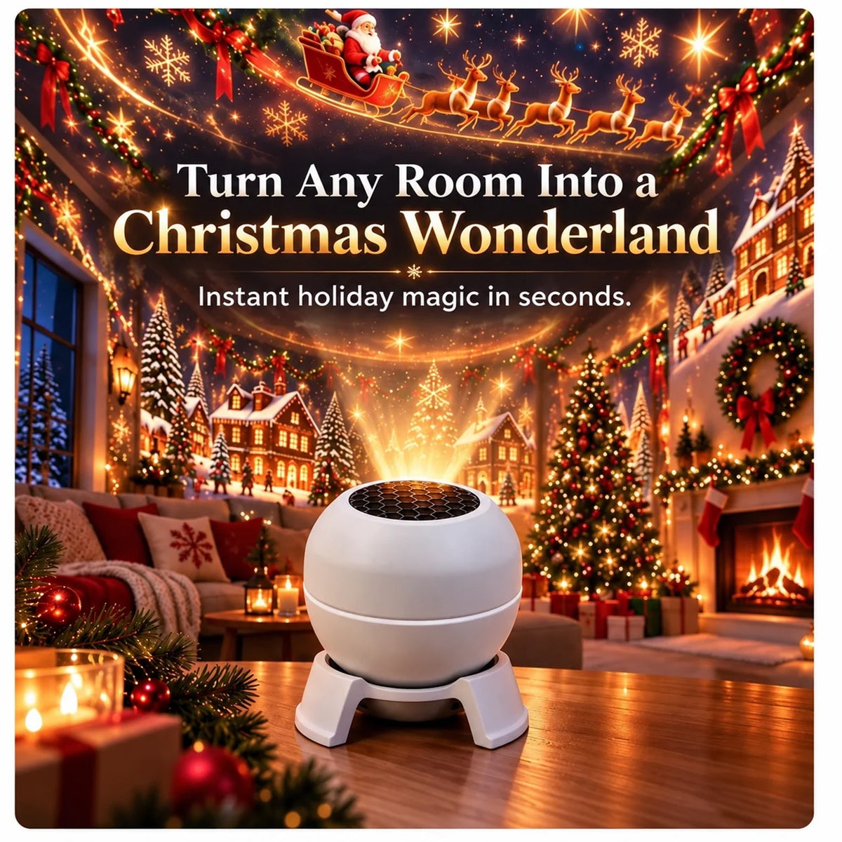 Christmas Projector Night Light USB-Powered Wall & Ceiling Projection