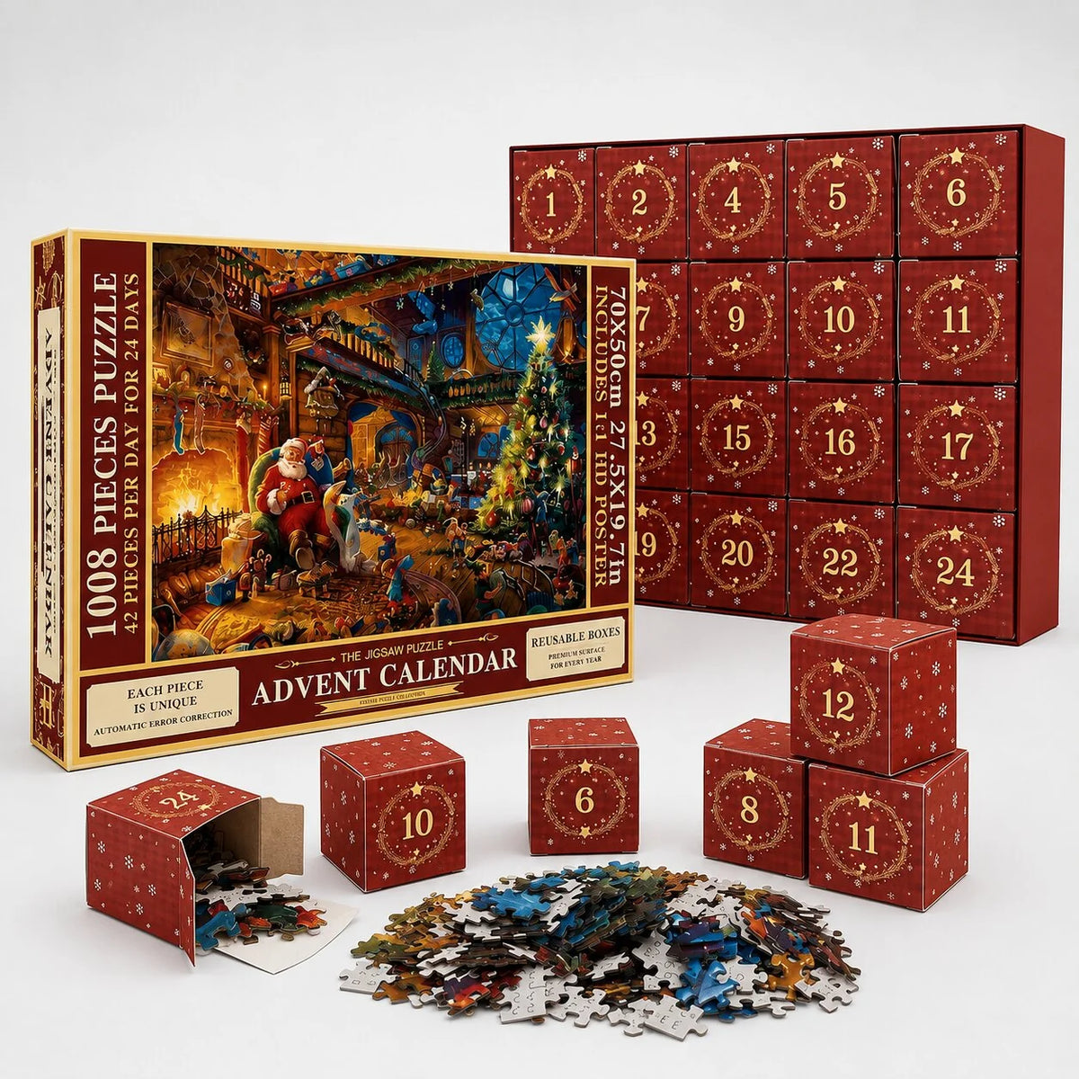 Christmas Puzzle Advent Calendar 1008 Pieces Poster Included