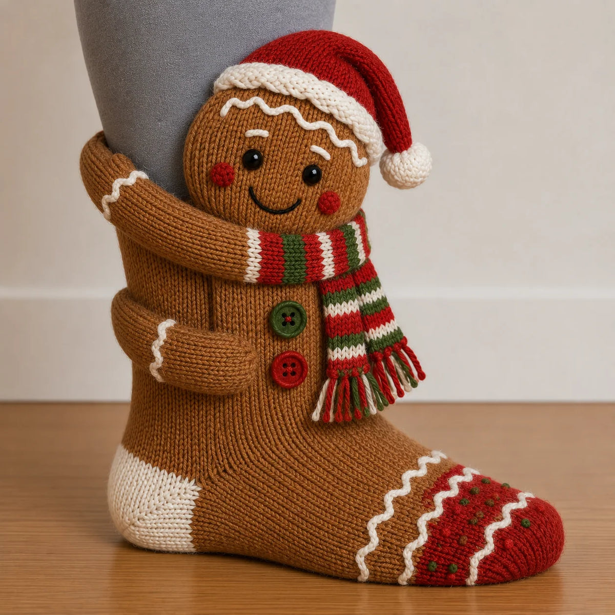 Christmas Socks 3D Knitted Hugging Character Design