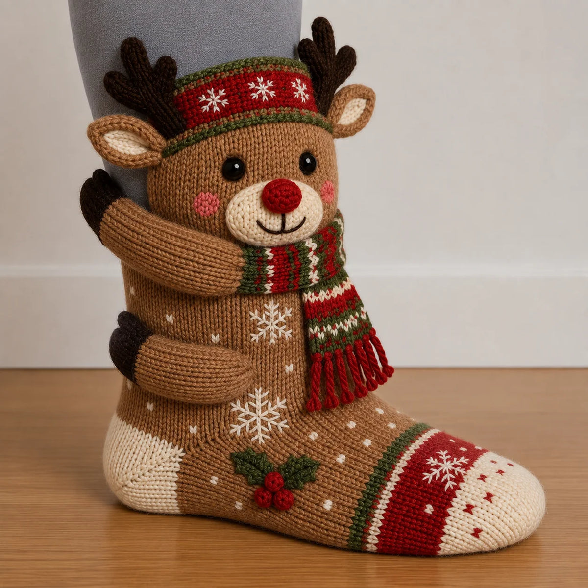 Christmas Socks 3D Knitted Hugging Character Design