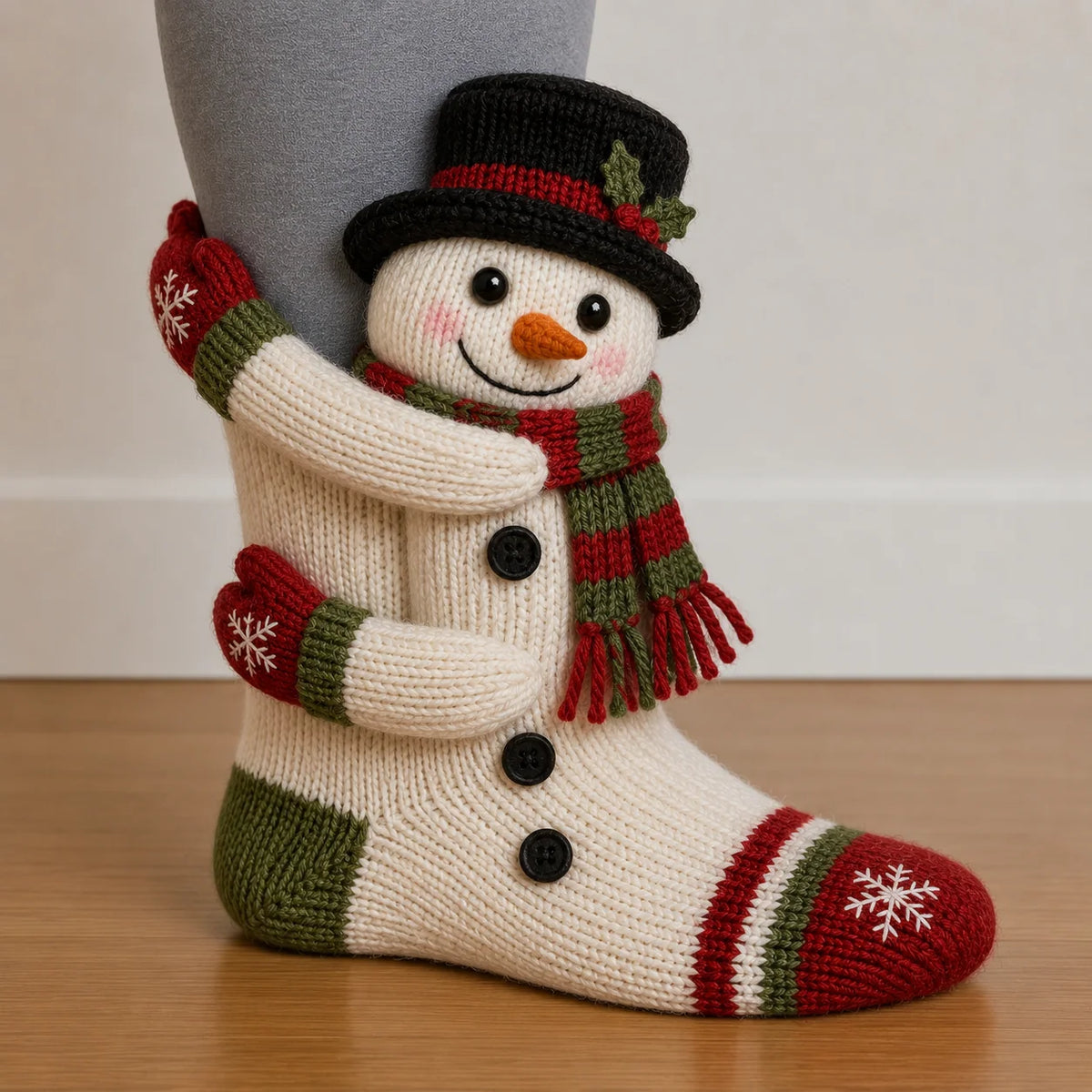 Christmas Socks 3D Knitted Hugging Character Design