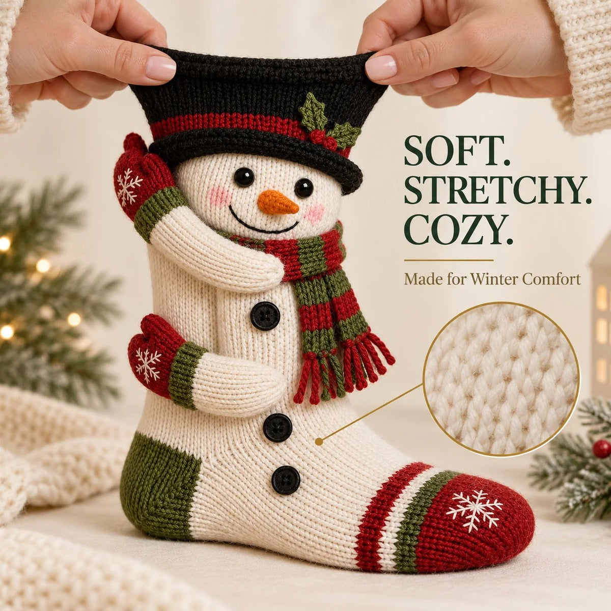 Christmas Socks 3D Knitted Hugging Character Design
