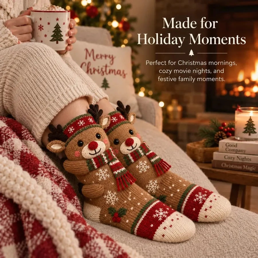 Christmas Socks 3D Knitted Hugging Character Design