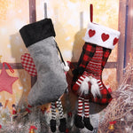 Christmas Stocking Durable Fabric Gnome Motif