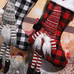 Christmas Stocking Durable Fabric Gnome Motif