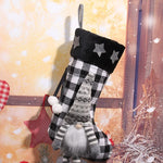 Christmas Stocking Durable Fabric Gnome Motif