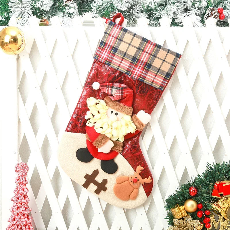 Christmas Stocking Extra-Large Soft Durable Fabric Hanging Loop