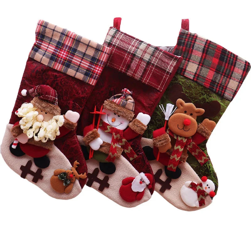 Christmas Stocking Extra-Large Soft Durable Fabric Hanging Loop