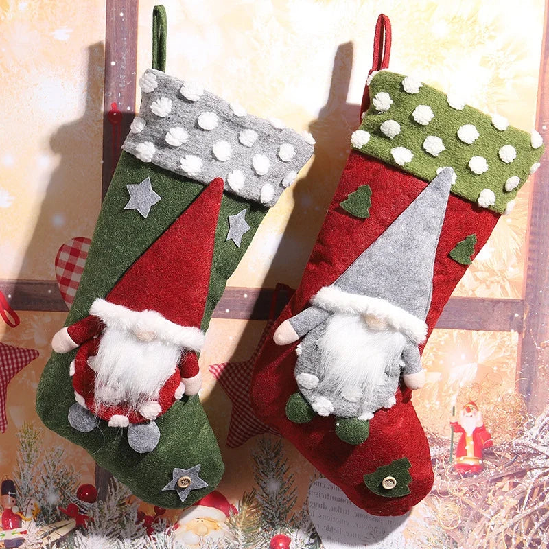 Christmas Stocking Gnome Design Felt Hanging Loop