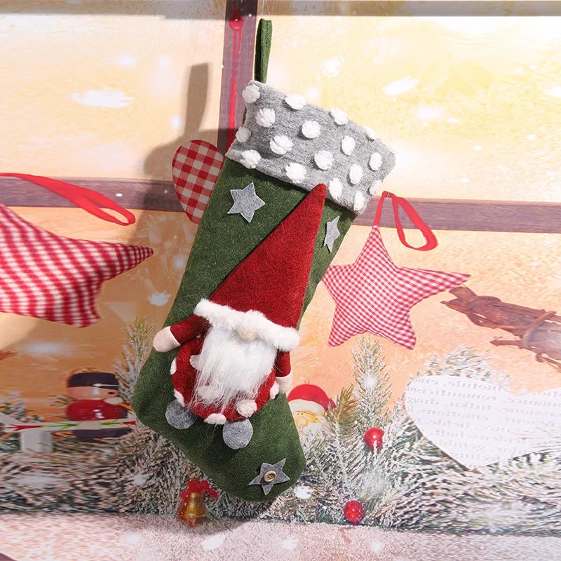 Christmas Stocking Gnome Design Felt Hanging Loop