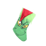 Christmas Stocking Grinch Face Fluffy Cuff Spacious Interior