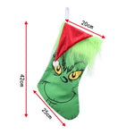 Christmas Stocking Grinch Motif Spacious Soft Fabric & Loop