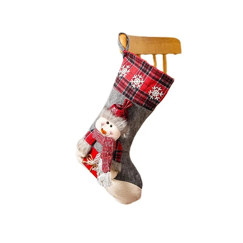 Christmas Stocking Nostalgic Reindeer Durable Fabric Spacious Interior