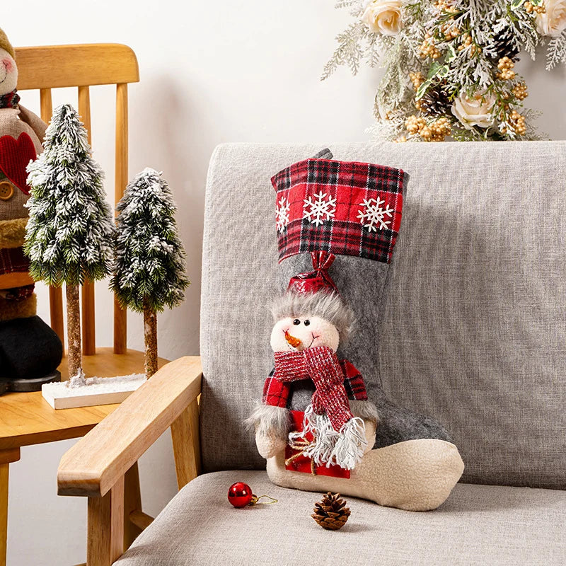 Christmas Stocking Nostalgic Reindeer Durable Fabric Spacious Interior