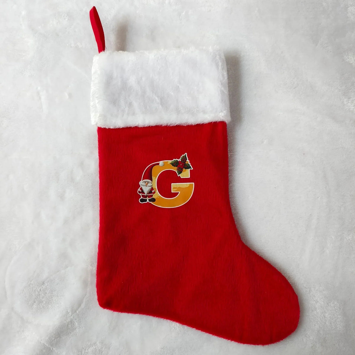 Christmas Stocking Personalized Red Plush With White Trim