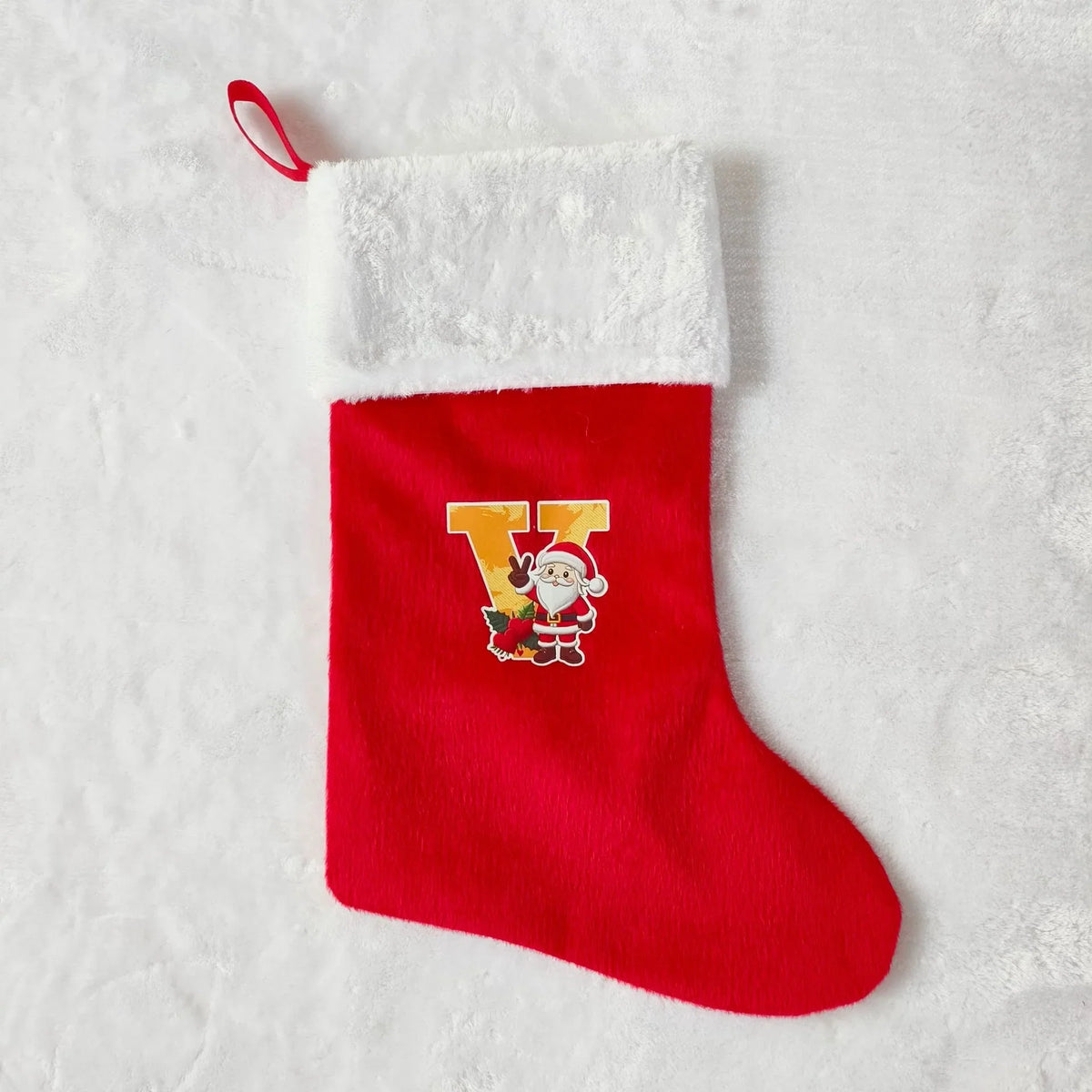 Christmas Stocking Personalized Red Plush With White Trim