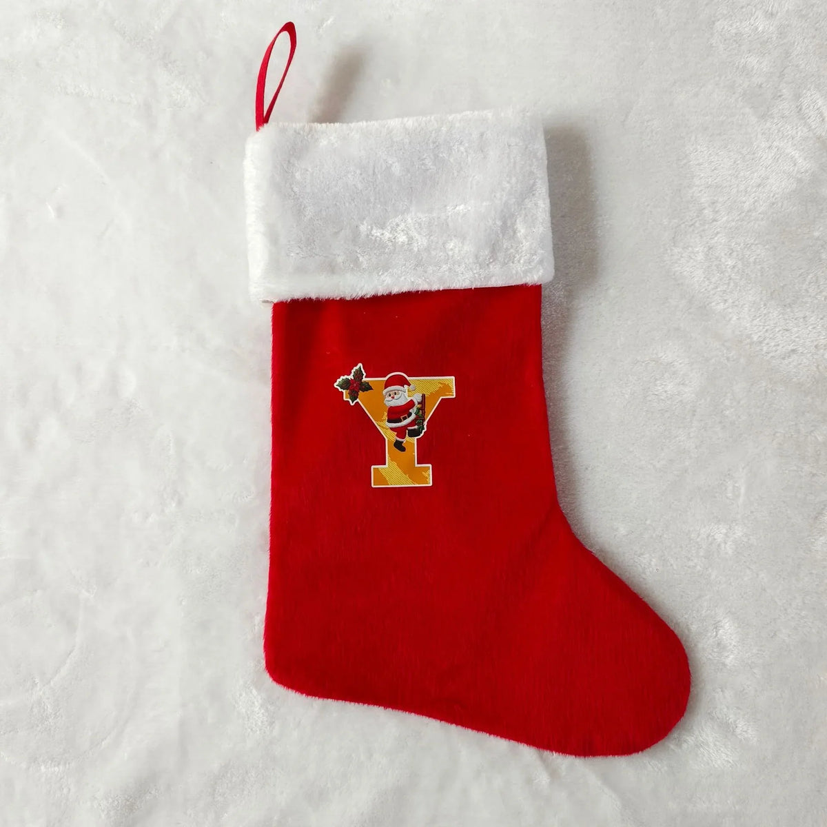 Christmas Stocking Personalized Red Plush With White Trim