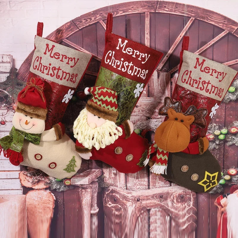 Christmas Stocking Plush Snowman Soft Durable Fabric