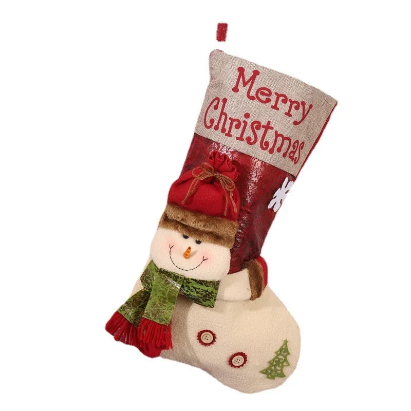 Christmas Stocking Plush Snowman Soft Durable Fabric