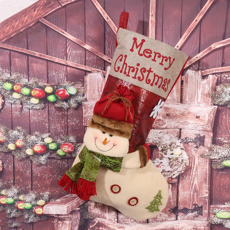 Christmas Stocking Plush Snowman Soft Durable Fabric