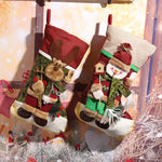 Christmas Stocking Reindeer Motif Soft Durable Fabric Hanging Loop