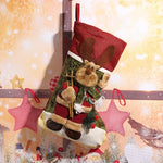 Christmas Stocking Reindeer Motif Soft Durable Fabric Hanging Loop