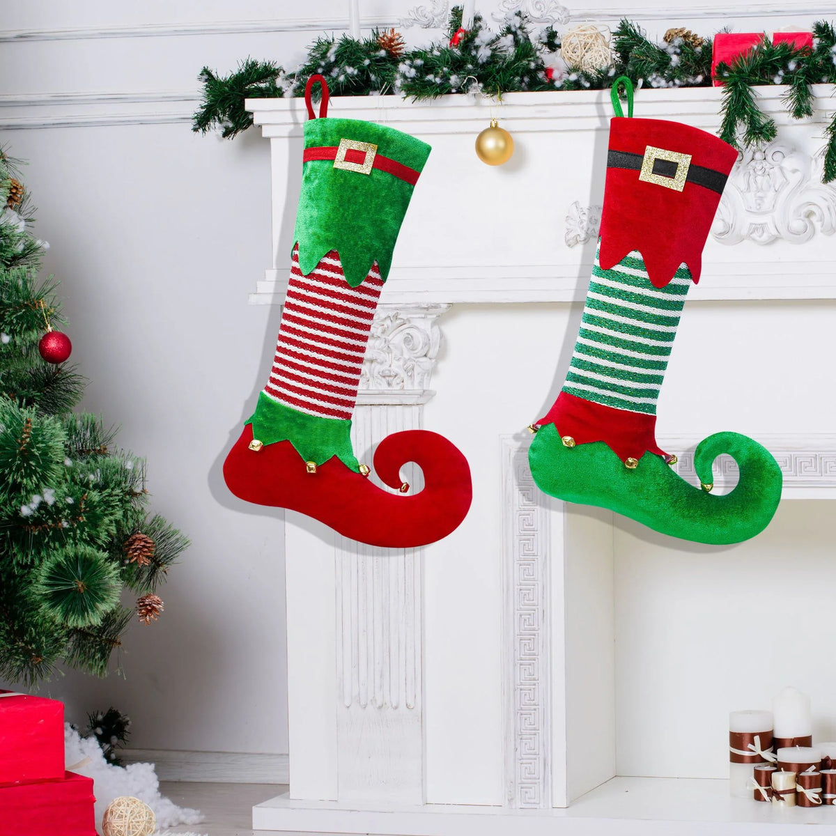 Christmas Stocking Santa Claus Design Spacious Easy-Hang Loop
