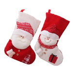 Christmas Stocking Santa Motif Plush Fabric Easy To Hang