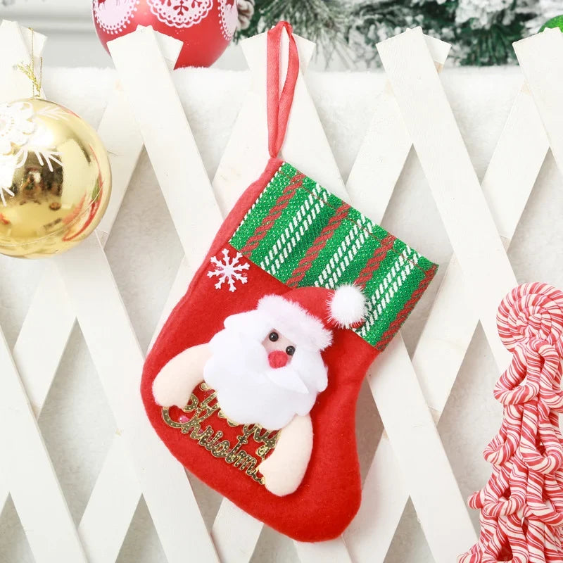 Christmas Stocking Soft Felt Santa Motif & Hanging Loop