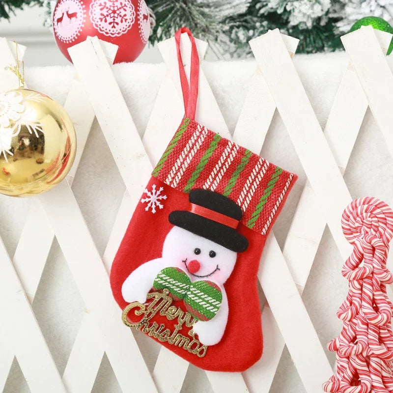 Christmas Stocking Soft Felt Santa Motif & Hanging Loop