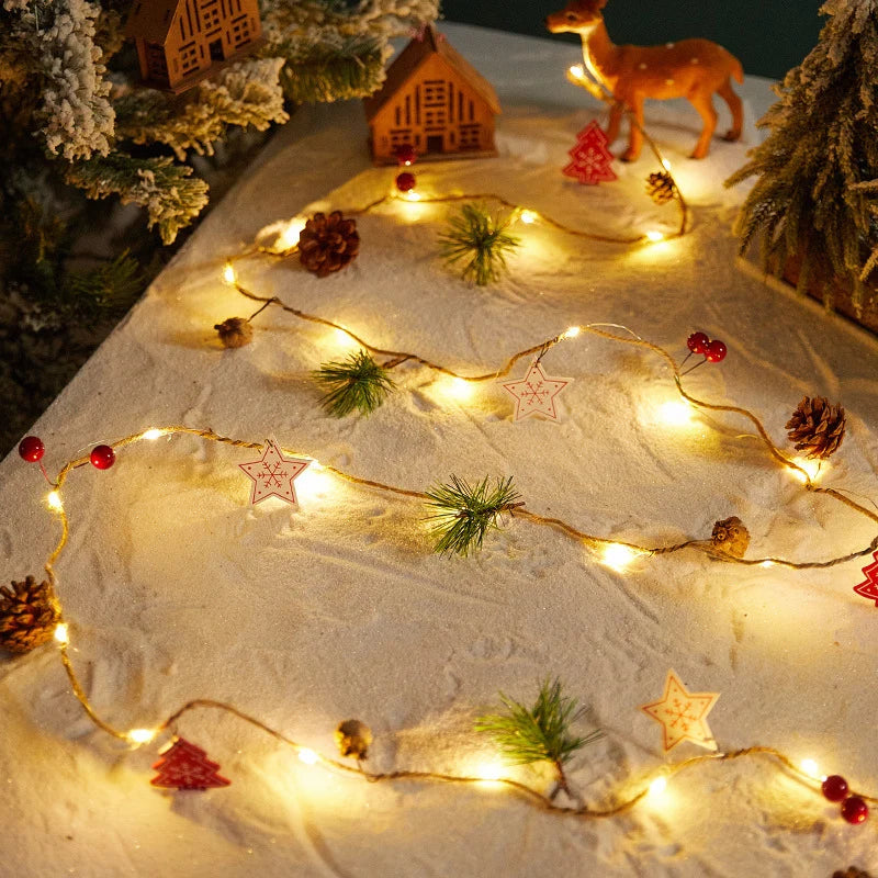 Christmas String Lights Pine Cone & Berry LED