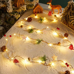 Christmas String Lights Pine Cone & Berry LED