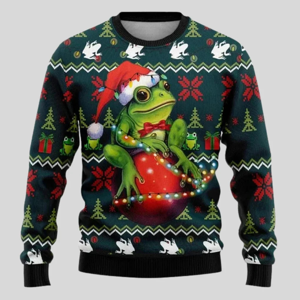 Christmas Sweater Polar Bear Graphic Knit Crew Neck Long Sleeve