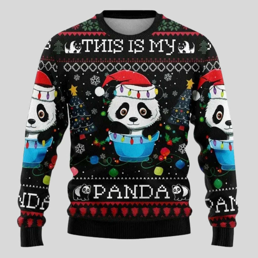 Christmas Sweater Polar Bear Graphic Knit Crew Neck Long Sleeve