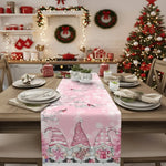Christmas Table Runner 100% Linen Snowflake And Elf Design