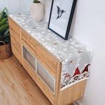 Christmas Table Runner 100% Linen Snowflake And Elf Design
