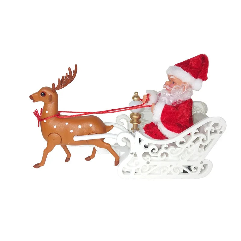 Christmas Tabletop Decoration Handcrafted Red Sleigh & Reindeer