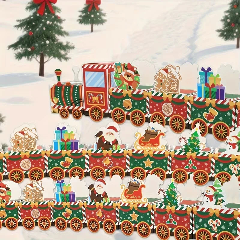 Christmas Train Decoration Sturdy Paper Intricate Figures Tabletop & Mantel