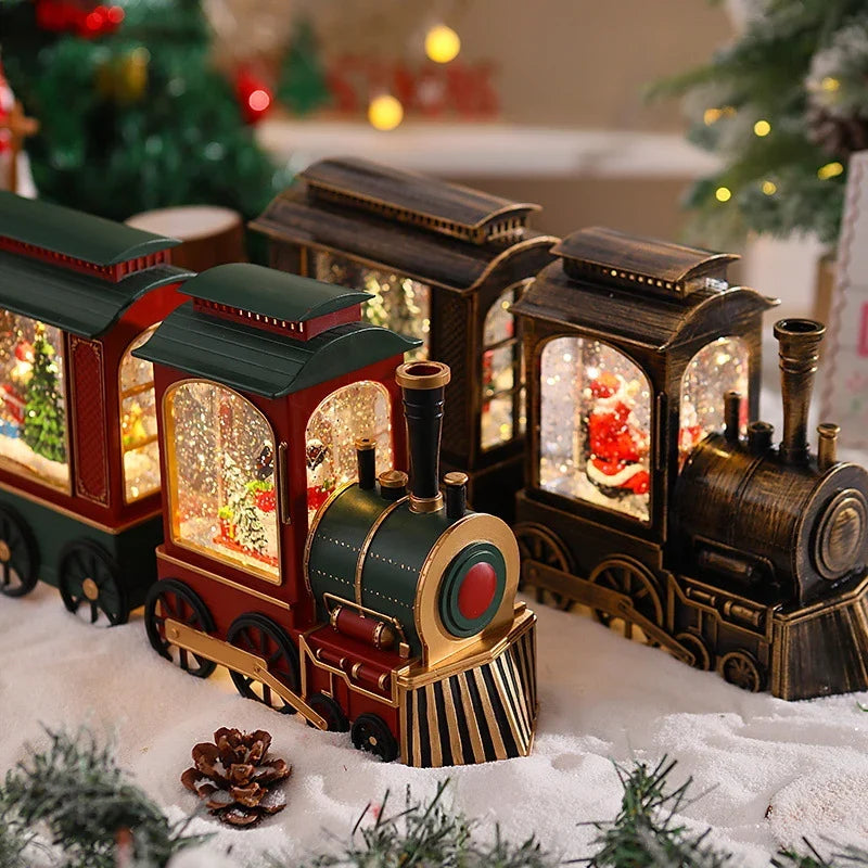 Christmas Train Lantern Moving Santa Warm Ambient Light