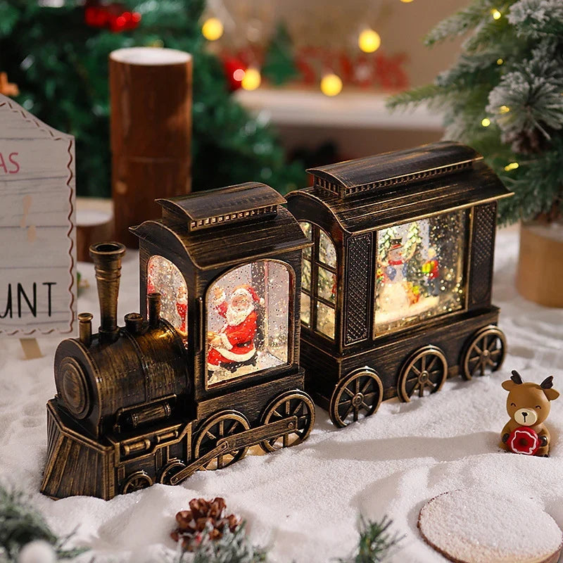 Christmas Train Lantern Moving Santa Warm Ambient Light