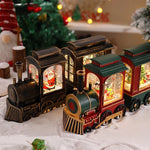 Christmas Train Lantern Tabletop Moving Santa Warm Light