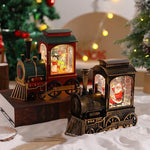 Christmas Train Lantern Tabletop Moving Santa Warm Light