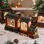 Christmas Train Lantern Tabletop Moving Santa Warm Light