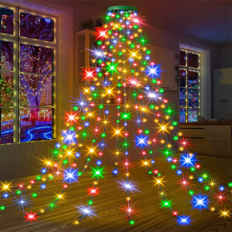 Christmas Tree Lights Cascading LED Remote Control Adjustable Brightness