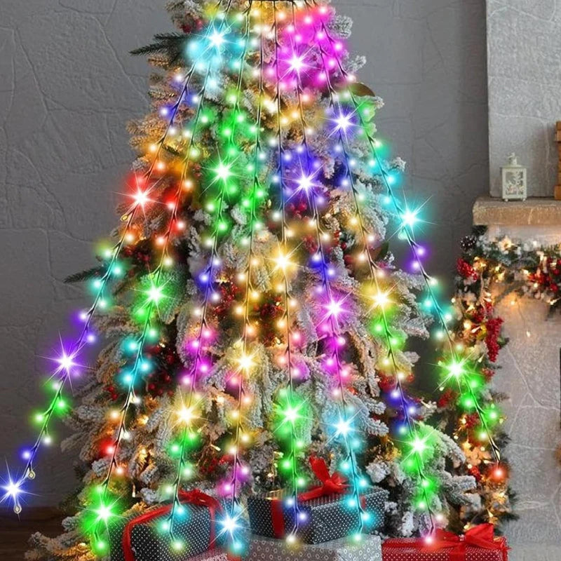Christmas Tree Lights Cascading LED Remote Control Adjustable Brightness