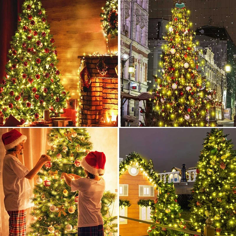 Christmas Tree Lights Cascading LED Remote Control Adjustable Brightness