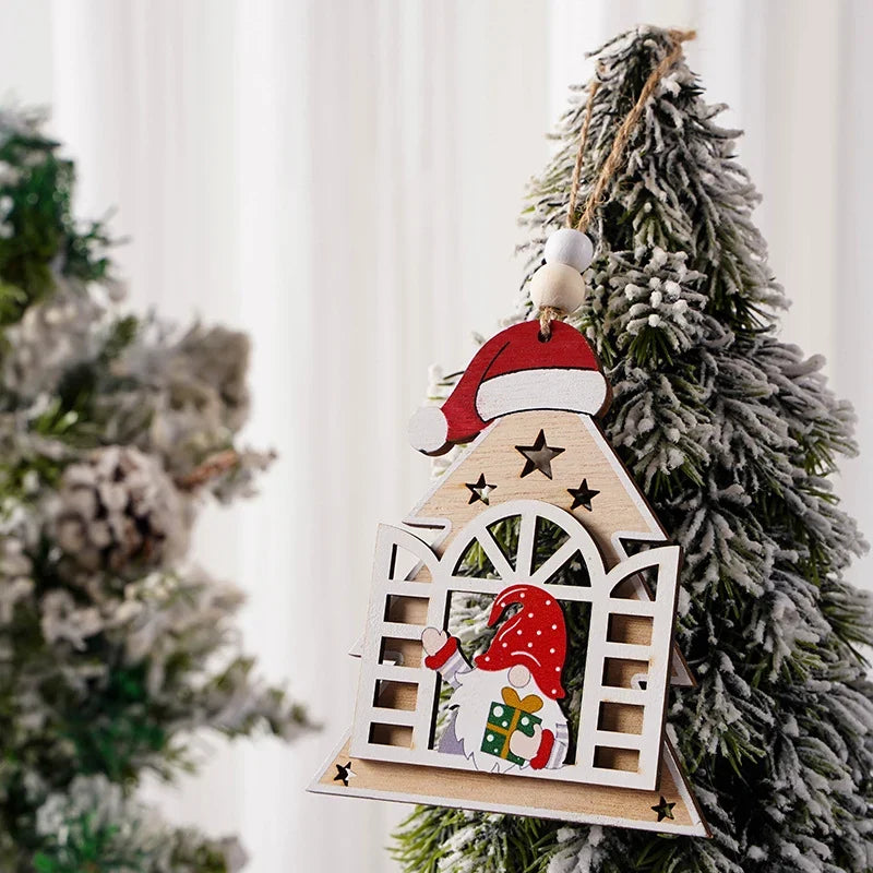 Christmas Tree Ornament Handcrafted Wood Santa Easy To Hang