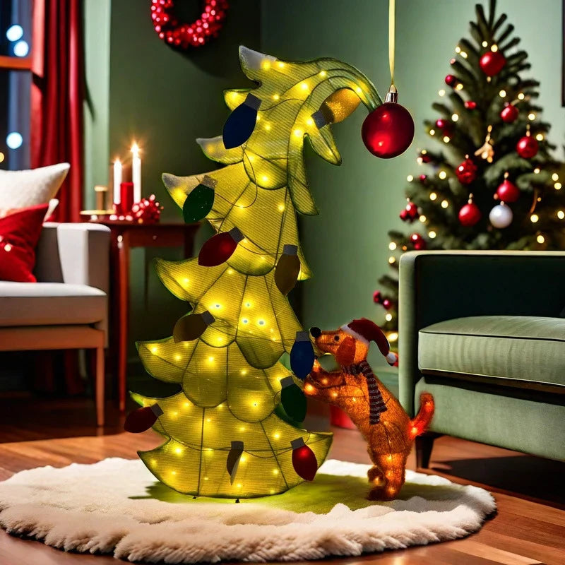 Christmas Tree Pre-Lit Colorful Lights Weather-Resistant