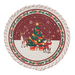 Christmas Tree Skirt Braided Cotton Quilted Hides Cords
