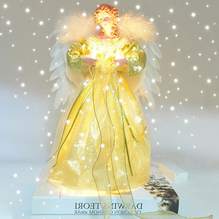 Christmas Tree Topper Animated Fiber-Optic Wings & Illuminated Star